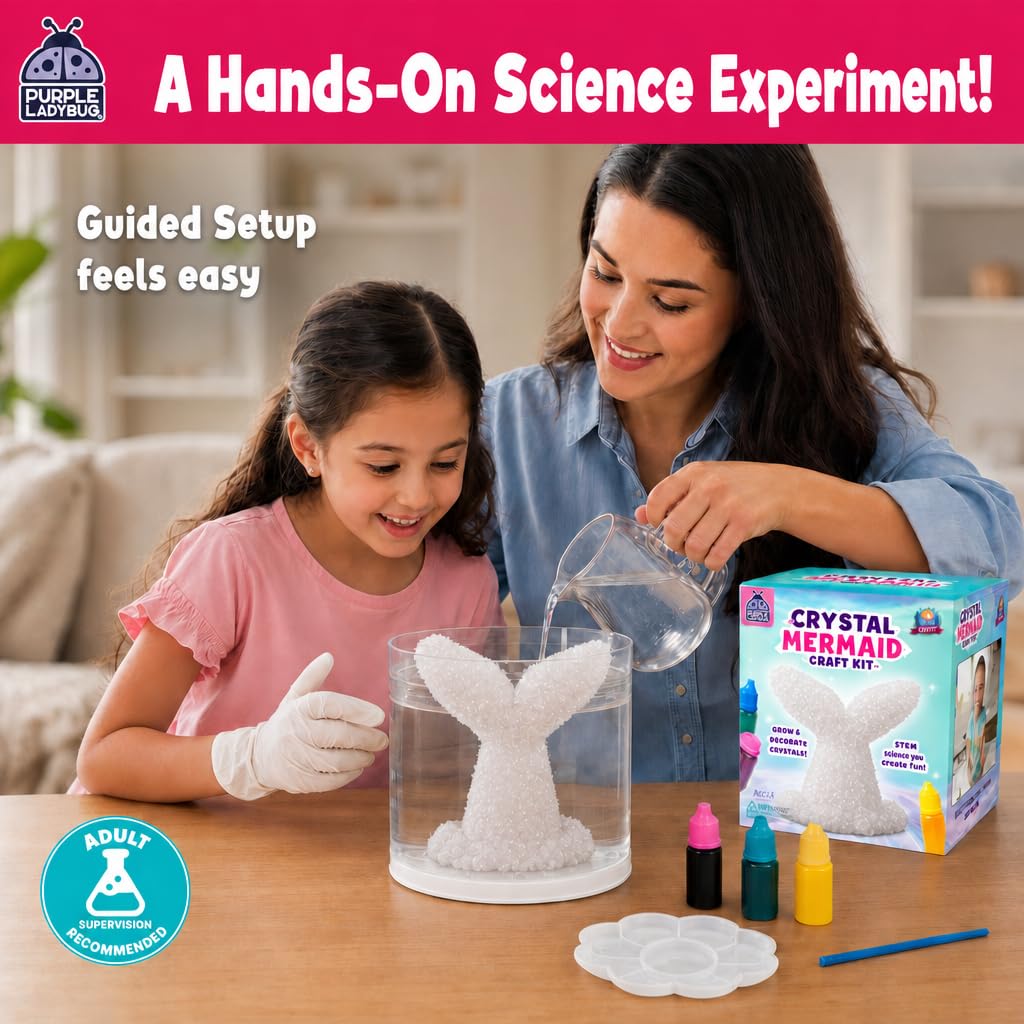 Unicorn Crystal Growing Kit for Kids – STEM Science Experiment Ages 4-8, Grow and Decorate Your Own Sparkling Unicorn