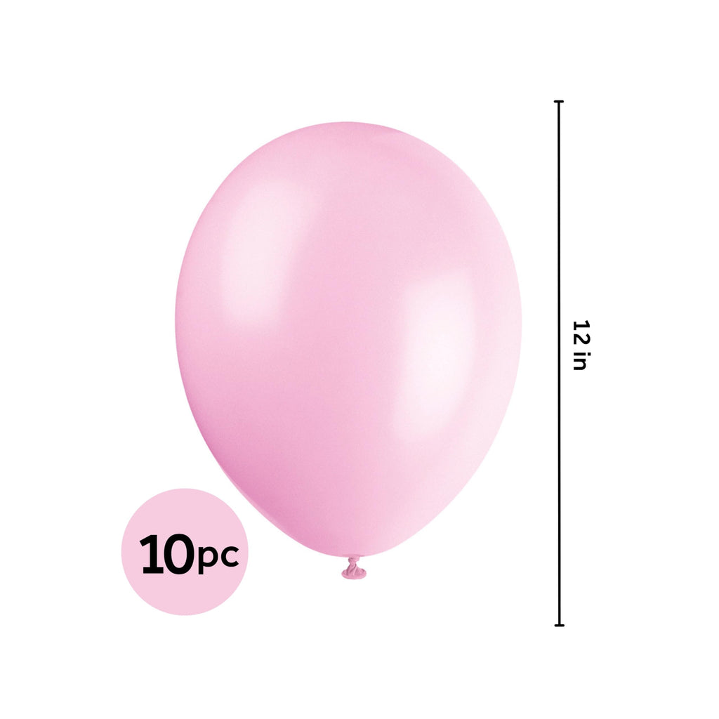 Unique Party Powder Pink Latex Balloons – 12 Inch, Pack of 10 for Baby Showers & Birthdays