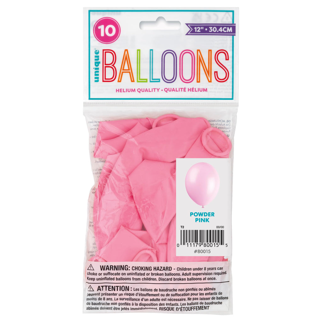 Unique Party Powder Pink Latex Balloons – 12 Inch, Pack of 10 for Baby Showers & Birthdays