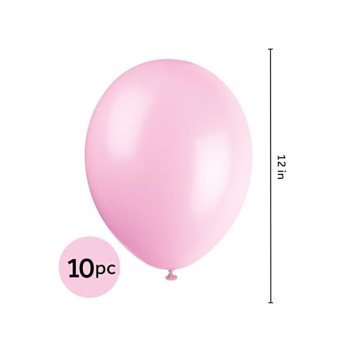 Unique Party Powder Pink Latex Balloons – 12 Inch, Pack of 10 for Baby Showers & Birthdays