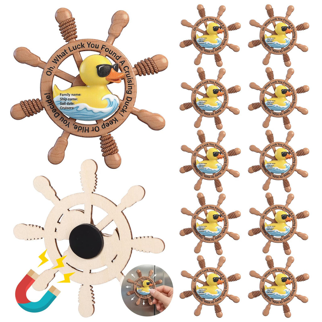 Unittype 12 Magnetic Cruise Ducks – Wooden Keep or Hide Game for Cruise Ship Fun