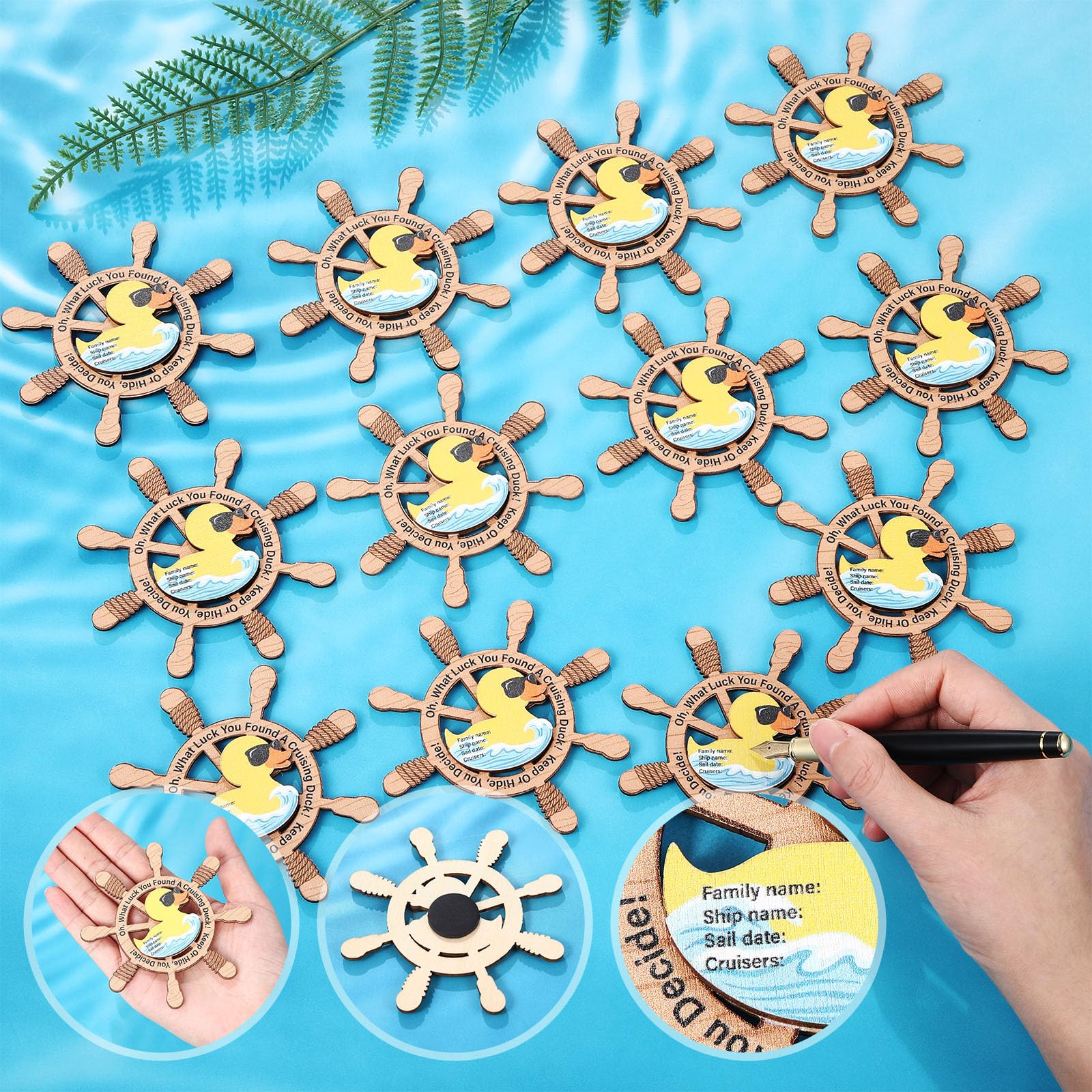 Unittype 12 Magnetic Cruise Ducks – Wooden Keep or Hide Game for Cruise Ship Fun