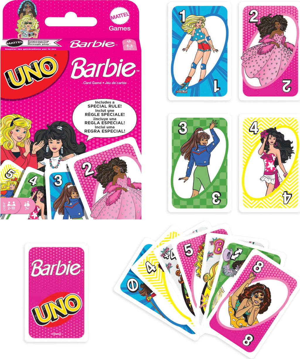UNO Barbie Card Game: Special 'Hi, Barbie!' Rule for Family Game Nights & Travel