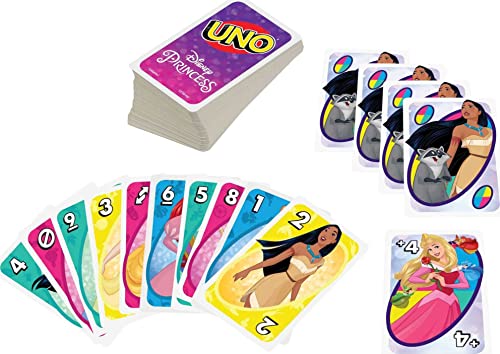 UNO Disney Princesses Card Game – 112 Cards with Power of Friendship Wild Card for Ages 7+