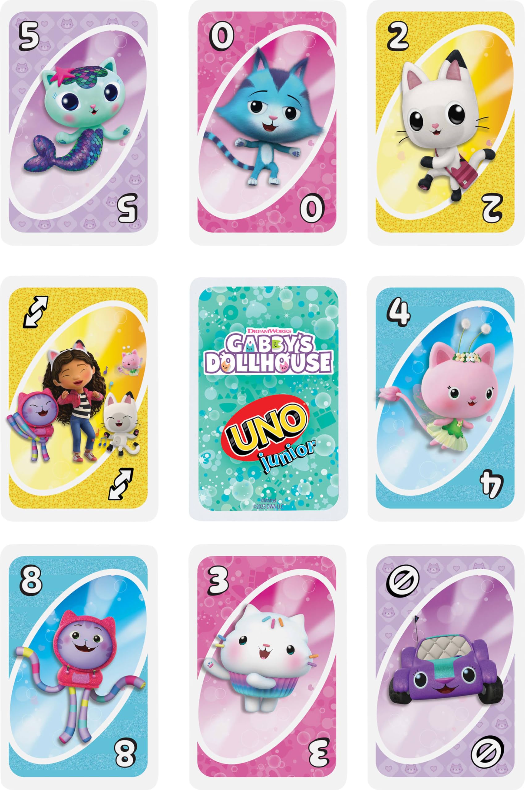 UNO Junior Gabby's Dollhouse Card Game – 3-Level Play for Kids Ages 3+