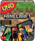 UNO Minecraft Card Game – 112 Cards with Creeper Action, Storage Tin, for 2-10 Players Ages 7+