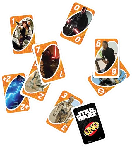 UNO Star Wars Card Game – 112 Cards with The Force Wild Card, Matching Game for Ages 7+