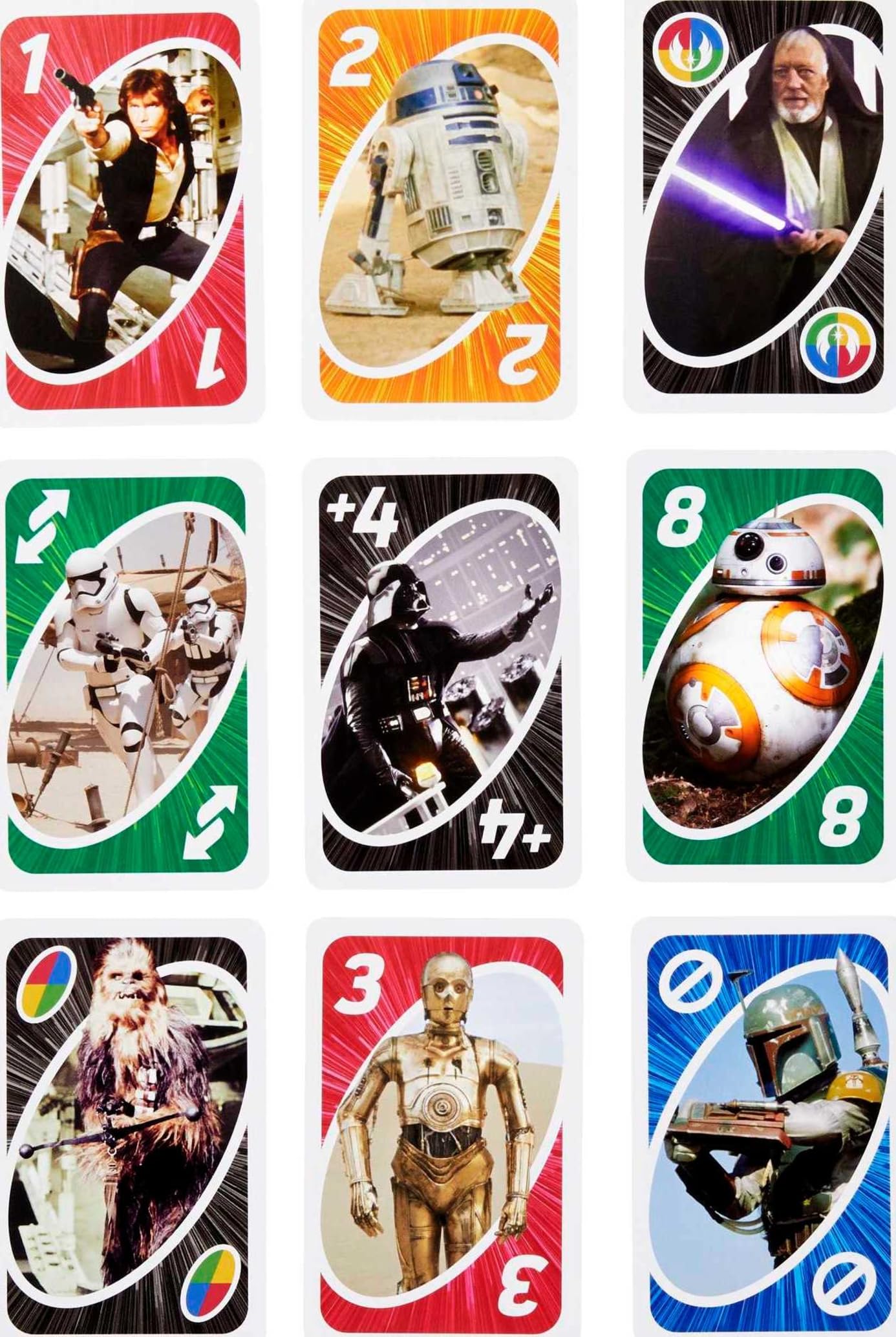 UNO Star Wars Card Game – 112 Cards with The Force Wild Card, Matching Game for Ages 7+