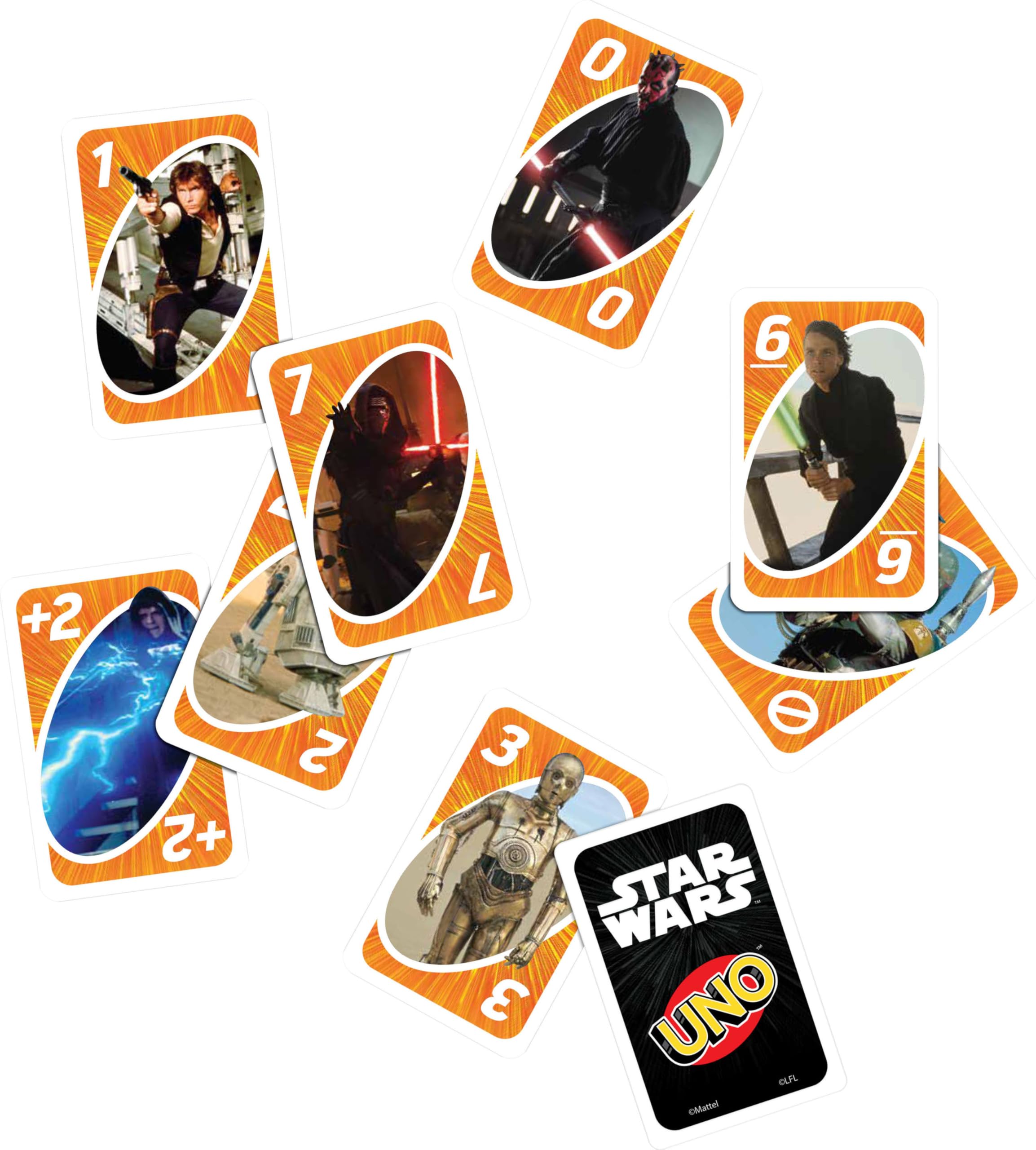 UNO Star Wars Card Game – 112 Cards with The Force Wild Card, Matching Game for Ages 7+