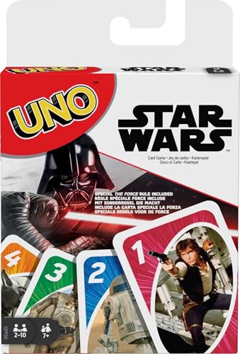 UNO Star Wars Card Game – 112 Cards with The Force Wild Card, Matching Game for Ages 7+