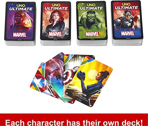 UNO Ultimate Marvel Card Game – 4 Character Decks with Special Powers & Collectible Foil Cards