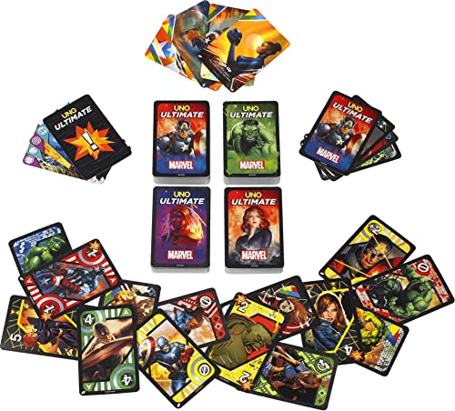 UNO Ultimate Marvel Card Game – 4 Character Decks with Special Powers & Collectible Foil Cards