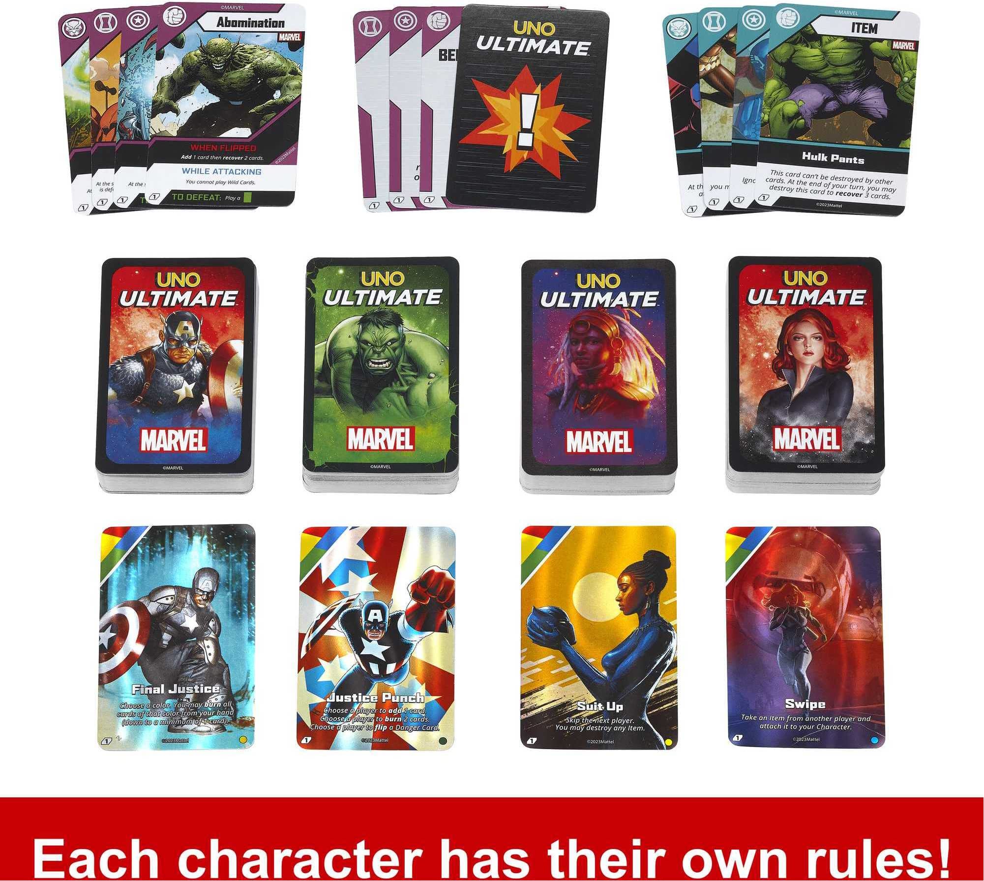 UNO Ultimate Marvel Card Game – 4 Character Decks with Special Powers & Collectible Foil Cards