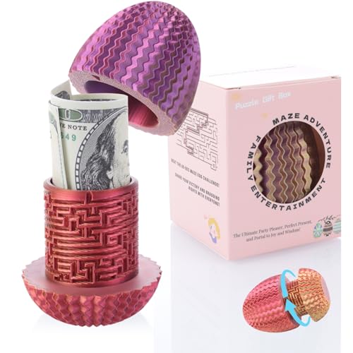 Unorgee Egg Shaped Cash Maze Puzzle Box – 3D Maze Egg with Hidden Compartment for Money & Gift Cards, Reusable Easter Gift for Kids, Teens, Adults