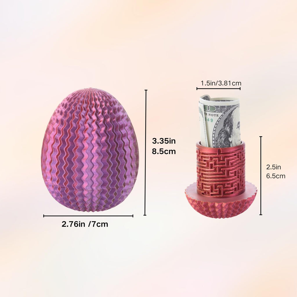 Unorgee Egg Shaped Cash Maze Puzzle Box – 3D Maze Egg with Hidden Compartment for Money & Gift Cards, Reusable Easter Gift for Kids, Teens, Adults