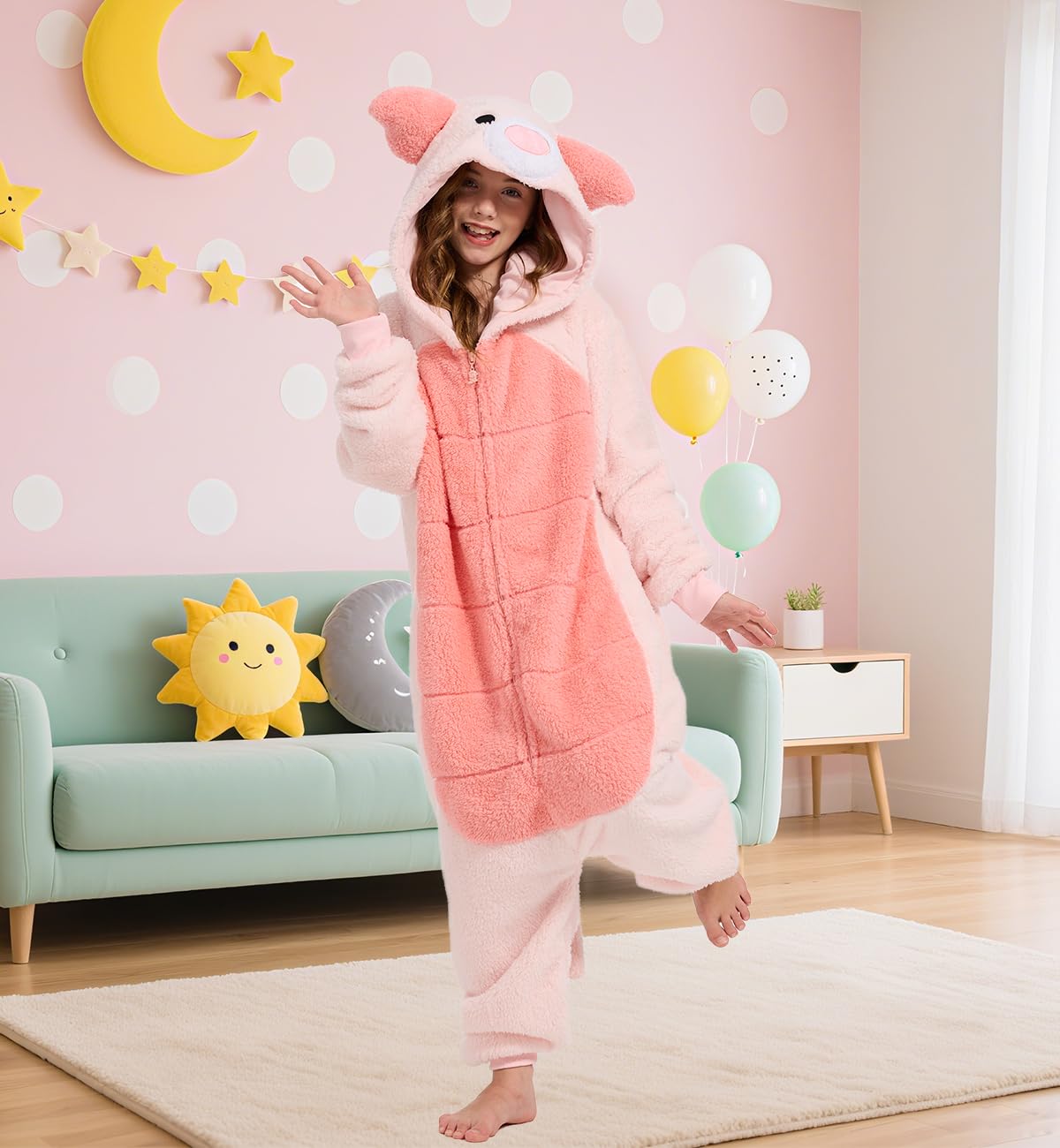 Unpifolov Kids Pig Cosplay Jumpsuit – Unisex Animal Costume for Children & Teenagers