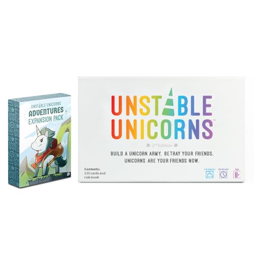 Unstable Unicorns Adventures Expansion Pack – 54 New Cards for Your Base Game or NSFW Edition