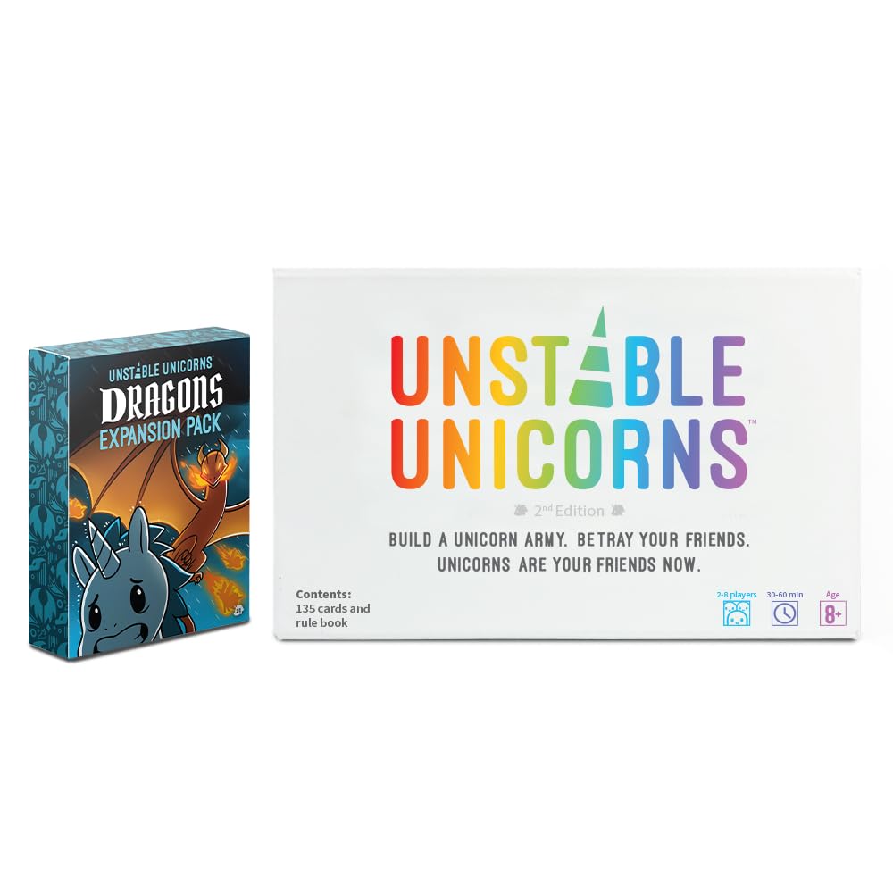 Unstable Unicorns Dragons Expansion – 54 Dragon Cards for Ages 14+