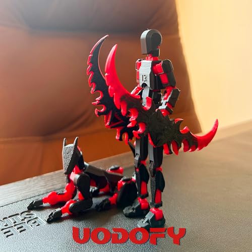 Uodofy T13 3D Action Figure Set - Assembly Completed, Black Red + Dog, Multi-Jointed by Soozafone