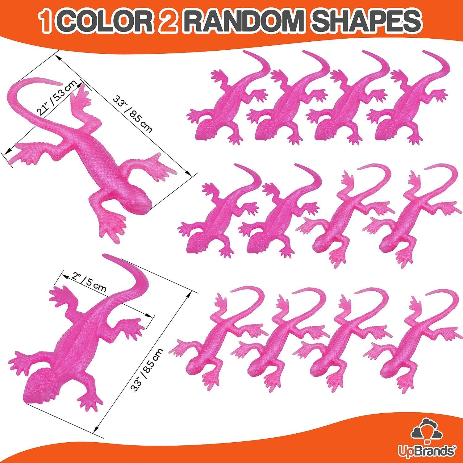 UpBrands 24 Pack Pink Super Stretchy Lizard Toys - Party Favors, Fidget Stress Relief, Non-Toxic Rubber