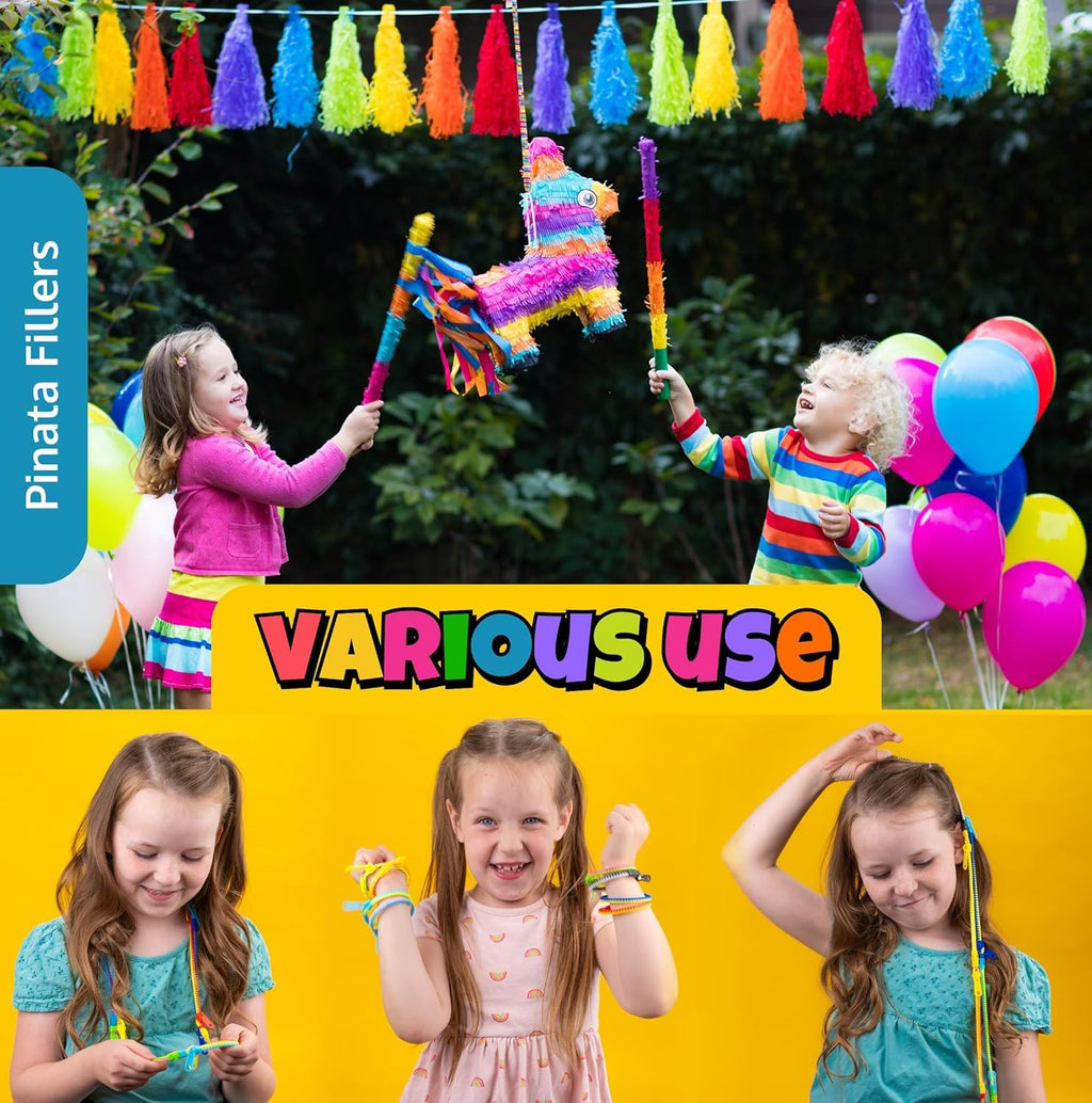 UpBrands 48-Pack Fidget Zipper Bracelets – 7.5" Neon Sensory Party Favors for Kids