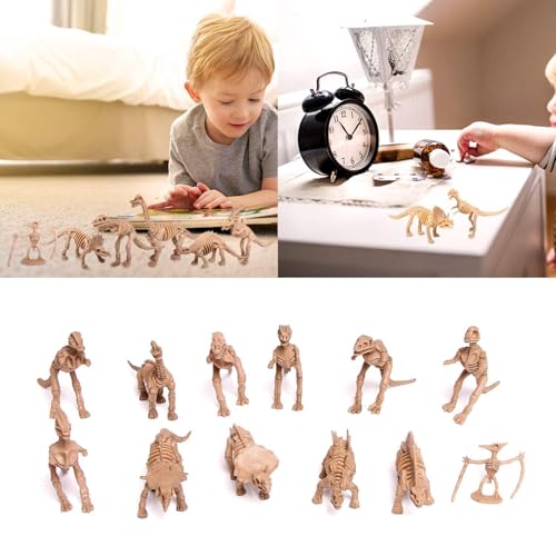 UPINS 30-Pack Dinosaur Skeleton Figures - 3.7 Inch Assorted Plastic Dino Bones for Sand Dig, Party Favors, Educational Play