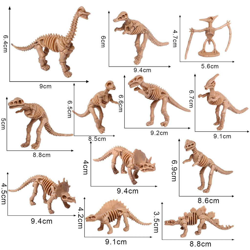 UPINS 30-Pack Dinosaur Skeleton Figures - 3.7 Inch Assorted Plastic Dino Bones for Sand Dig, Party Favors, Educational Play