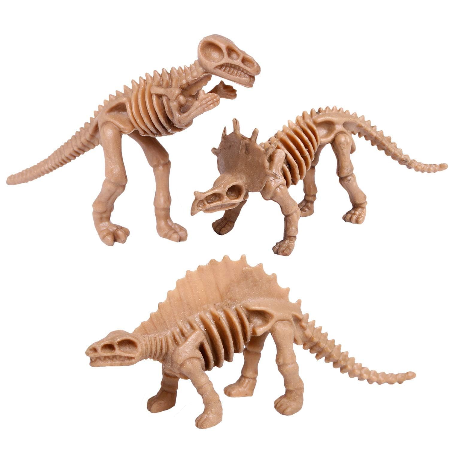 UPINS 30-Pack Dinosaur Skeleton Figures - 3.7 Inch Assorted Plastic Dino Bones for Sand Dig, Party Favors, Educational Play