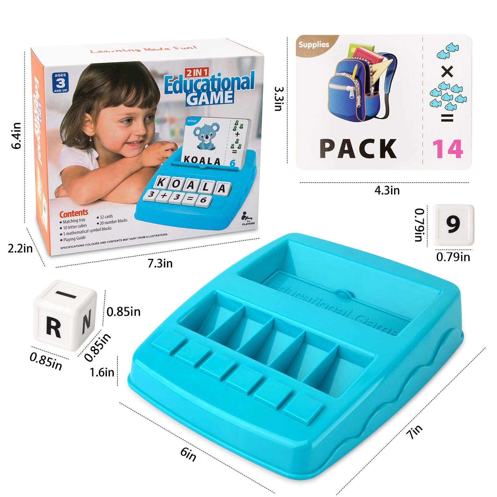 UPJAYEEK 2 in 1 Matching Letter and Number Game for Kids Ages 3-7 - Sight Words Recognition and Math Flash Cards Educational Toy