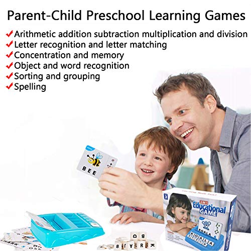 UPJAYEEK 2 in 1 Matching Letter and Number Game for Kids Ages 3-7 - Sight Words Recognition and Math Flash Cards Educational Toy