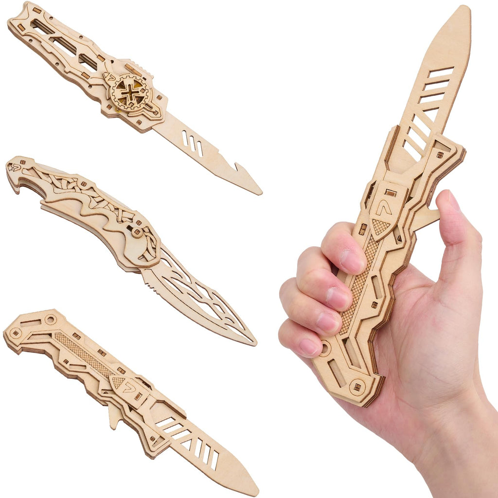 UPLIKE 3-in-1 Wooden Puzzle Knife Set: 134-Piece DIY Mechanical Model for Adults & Teens