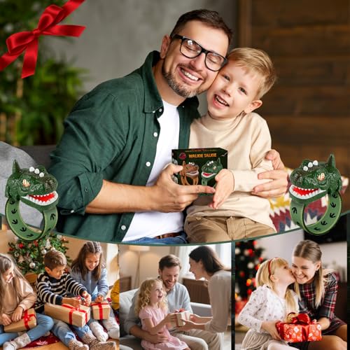 UPSIME Rechargeable Dinosaur Walkie Talkies for Kids – 2 Pack T-Rex Watch Style, 300m Range