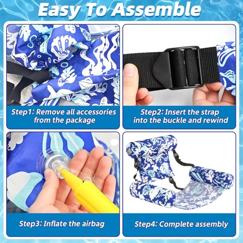 UPWELL Inflatable Pool Float with Backrest and Cup Holders - Large, Deep Marine
