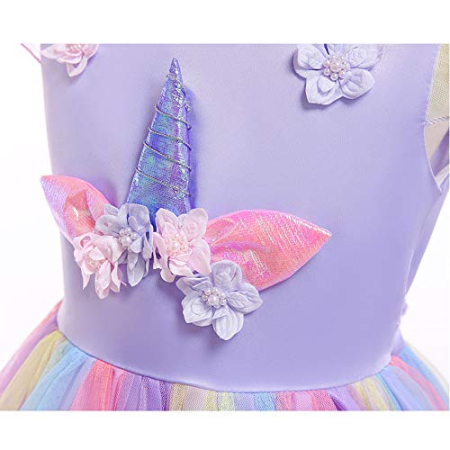 URAQT Unicorn Princess Dress Set with Necklace and Headband for Girls Toddlers