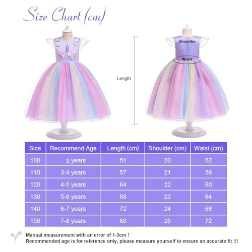 URAQT Unicorn Princess Dress Set with Necklace and Headband for Girls Toddlers