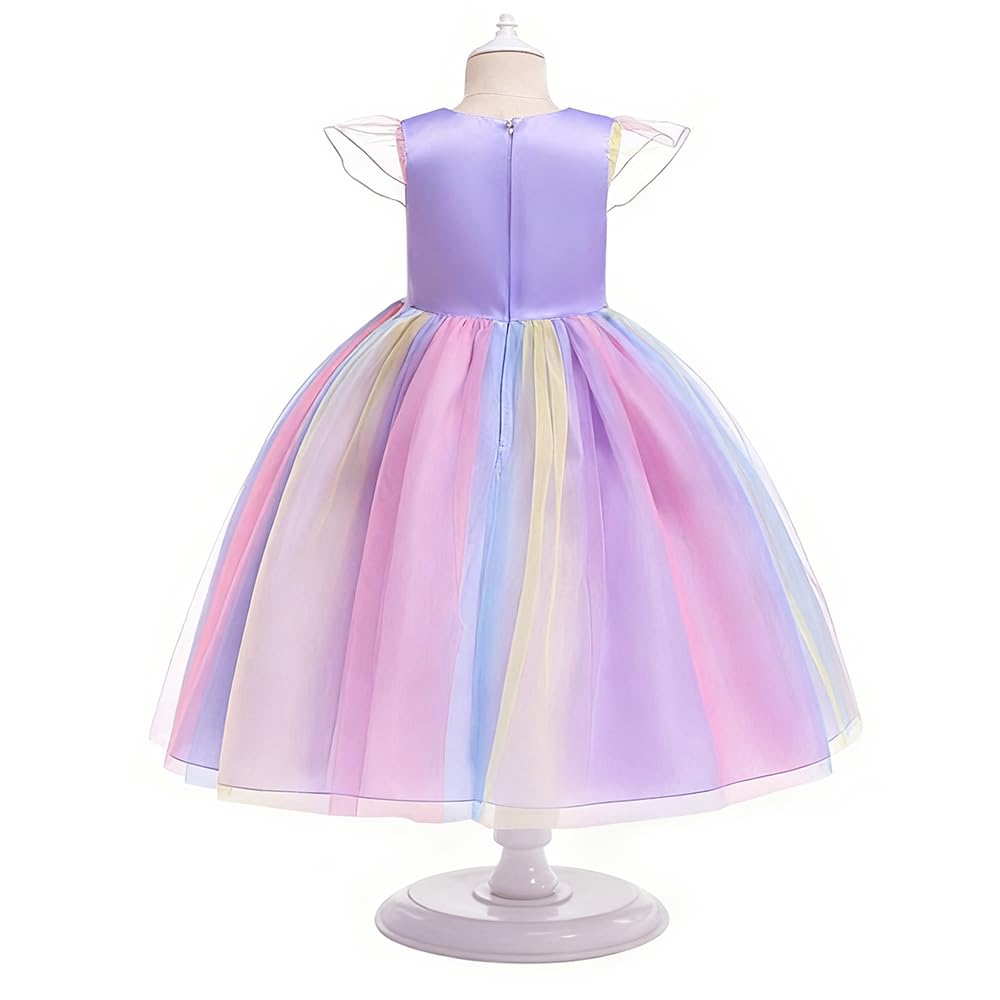 URAQT Unicorn Princess Dress Set with Necklace and Headband for Girls Toddlers