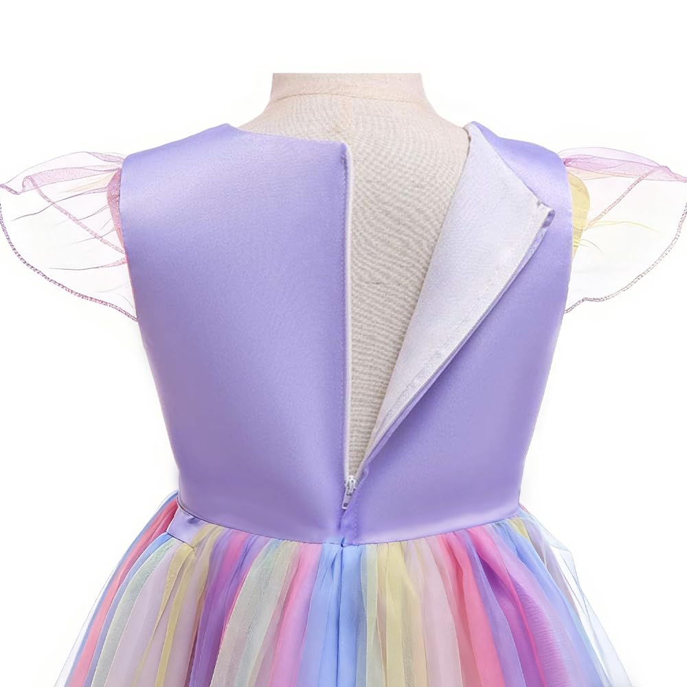 URAQT Unicorn Princess Dress Set with Necklace and Headband for Girls Toddlers