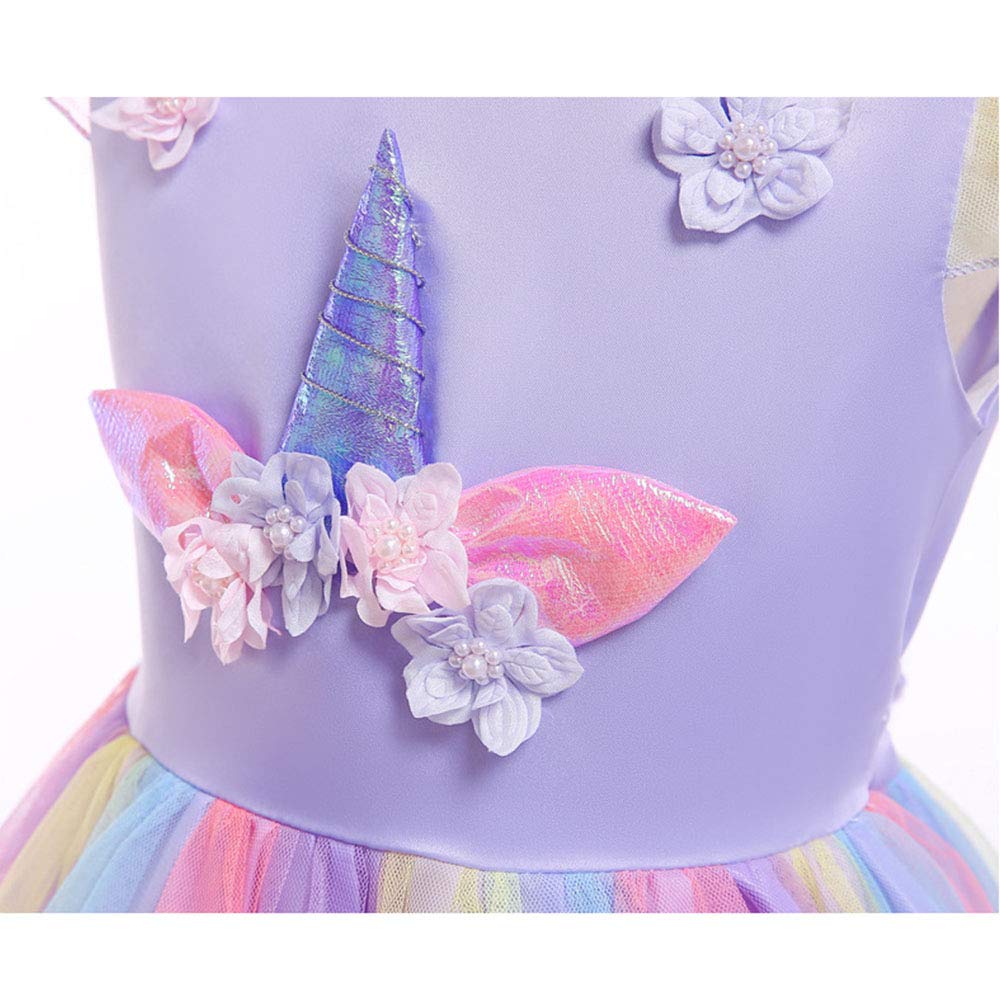 URAQT Unicorn Princess Dress Set with Necklace and Headband for Girls Toddlers