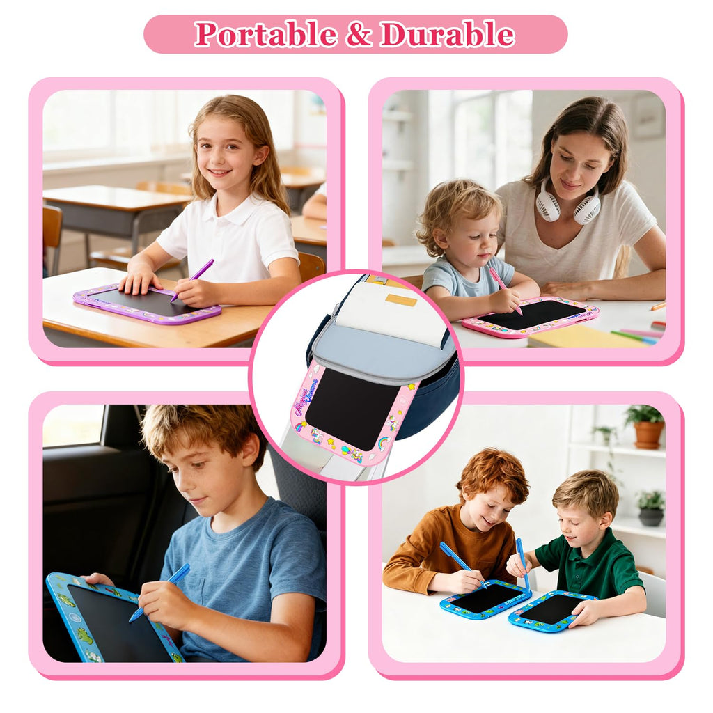 Urcoobela 2-Pack 10-Inch LCD Writing Tablet for Kids - Unicorn Dinosaur Doodle Board, Pink & Purple
