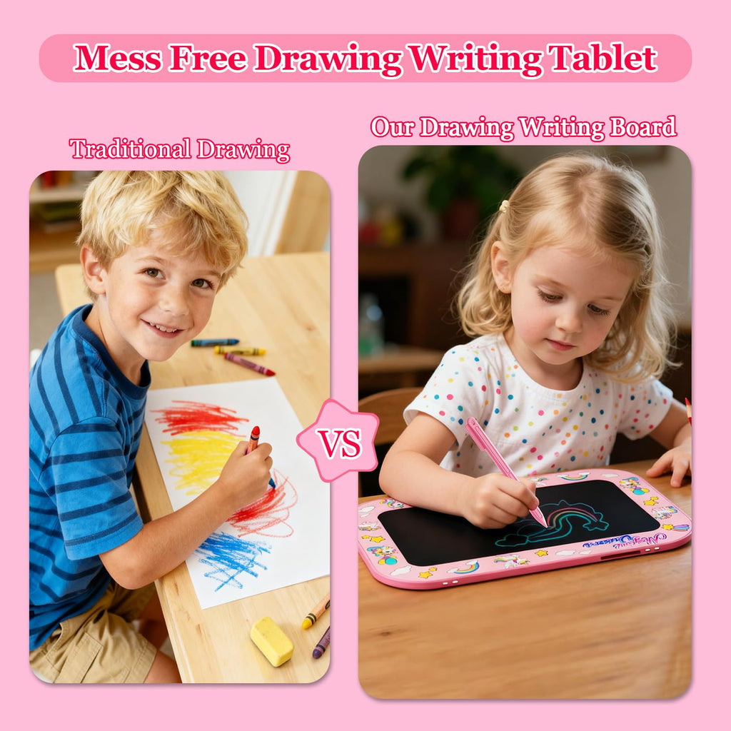 Urcoobela 2-Pack 10-Inch LCD Writing Tablet for Kids - Unicorn Dinosaur Doodle Board, Pink & Purple