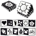URMYWO High Contrast Black and White Baby Book for Tummy Time - Soft Cloth Toy with Mirror for Newborns 0-12 Months