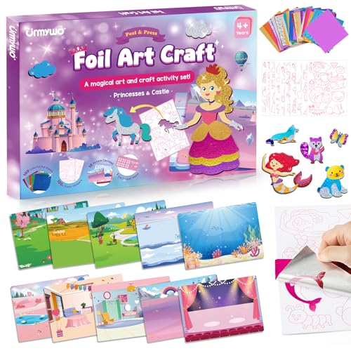URMYWO Princess Foil Art Craft Kit – No Mess Activity for Kids Ages 4-8