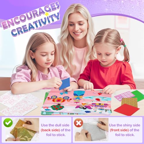 URMYWO Princess Foil Art Craft Kit – No Mess Activity for Kids Ages 4-8