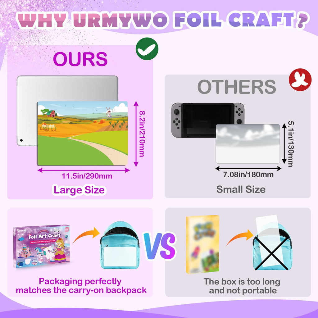 URMYWO Princess Foil Art Craft Kit – No Mess Activity for Kids Ages 4-8