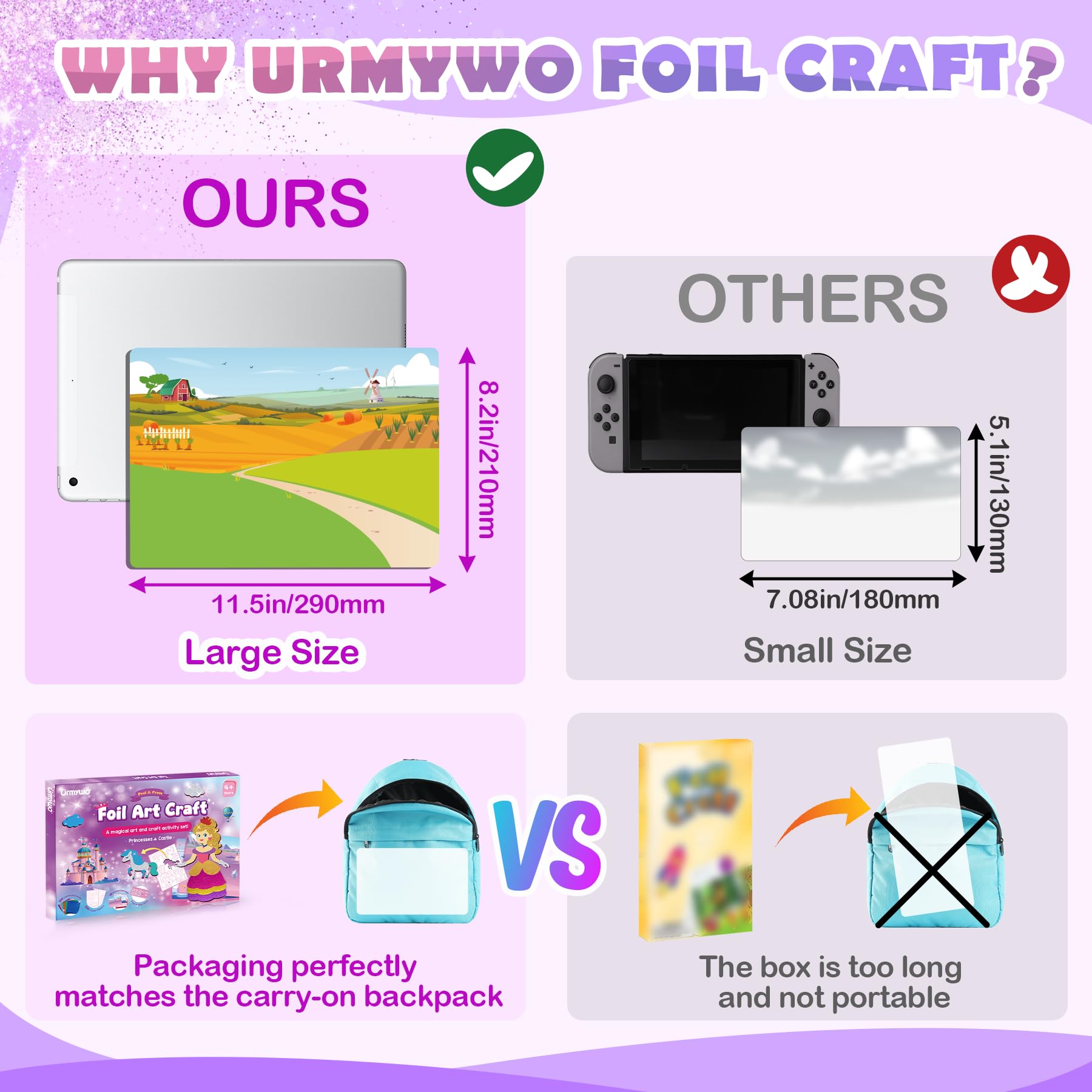 URMYWO Princess Foil Art Craft Kit – No Mess Activity for Kids Ages 4-8