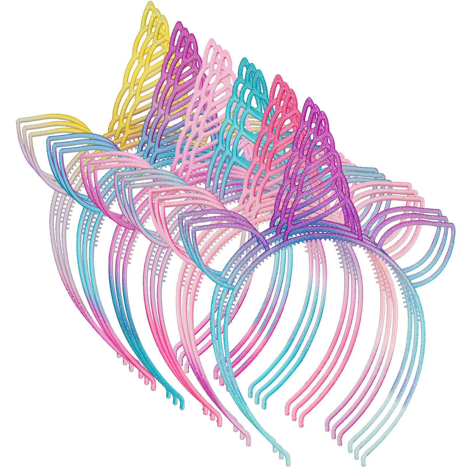 URSKYTOUS 18-Pack Unicorn Headbands for Girls – Colorful Plastic Party Favors for Birthday, Halloween, Christmas