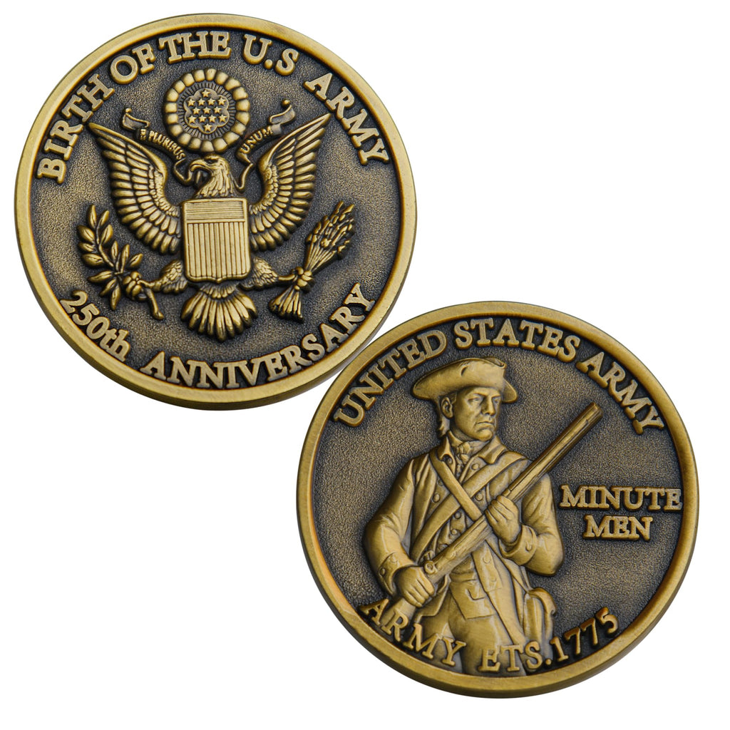 U.S. Army 250th Anniversary Challenge Coin – Gold-Plated Commemorative 1.57" Double-Sided Collectible