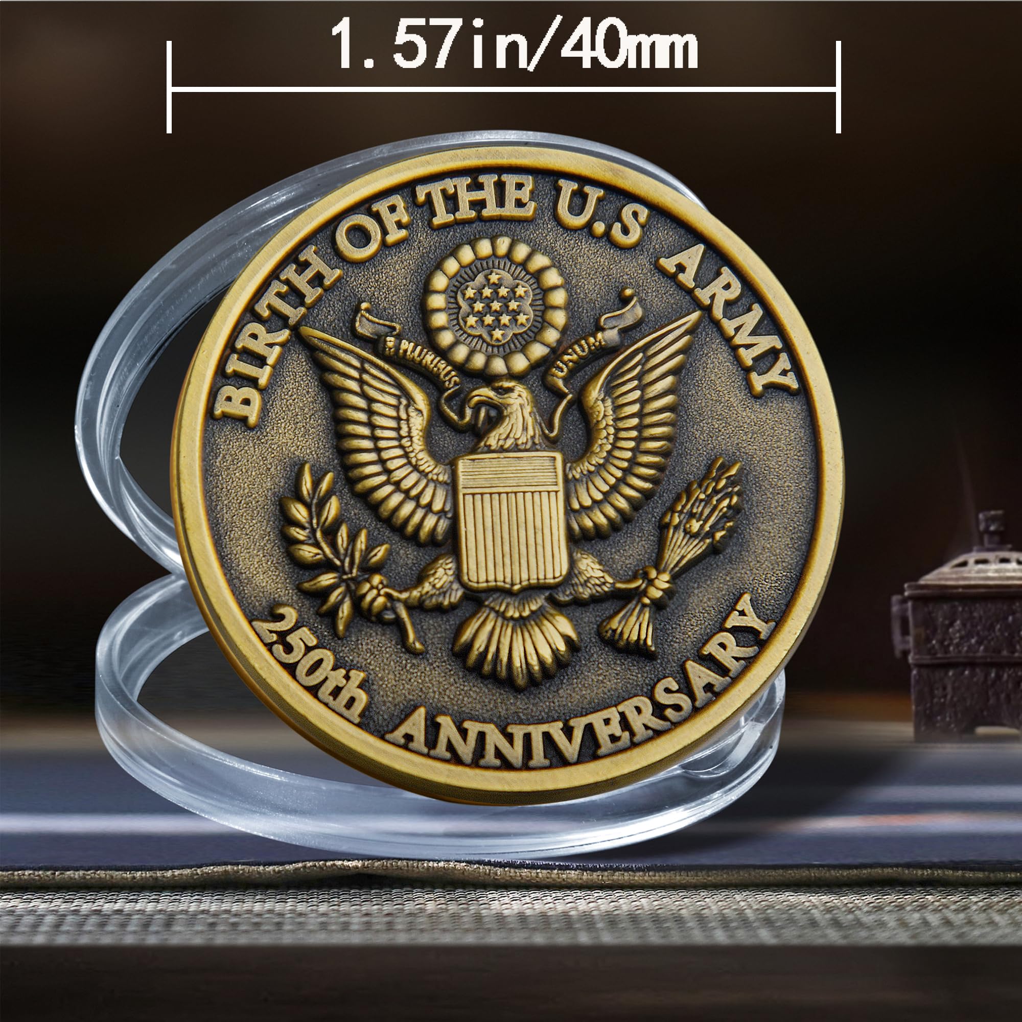 U.S. Army 250th Anniversary Challenge Coin – Gold-Plated Commemorative 1.57" Double-Sided Collectible