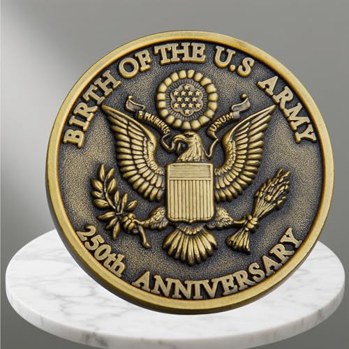 U.S. Army 250th Anniversary Challenge Coin – Gold-Plated Commemorative 1.57" Double-Sided Collectible