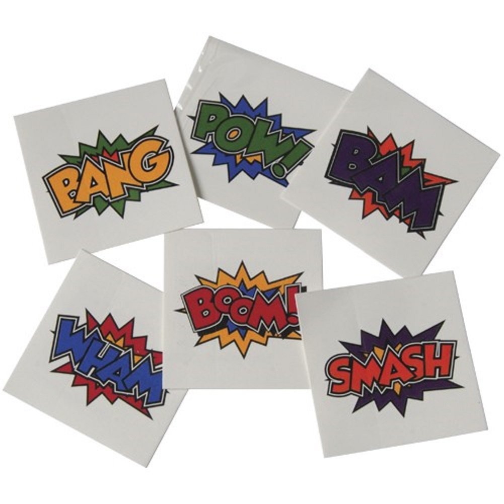 U.S. Toy Superhero Tattoos – 144 Temporary Tattoos, 6 Assorted Designs, 1.5 Inch Each